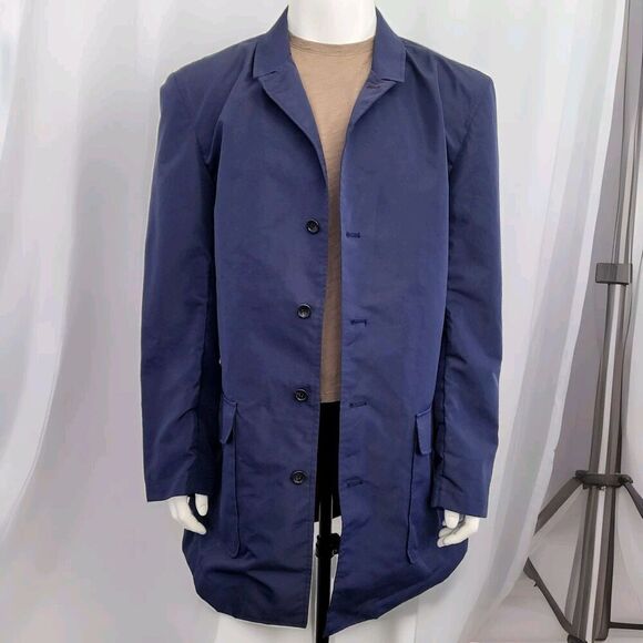 Tommy Hilfiger Packable Windbreaker Carcoat Plaid Lining Navy Blue Men's XL - Picture 1 of 11